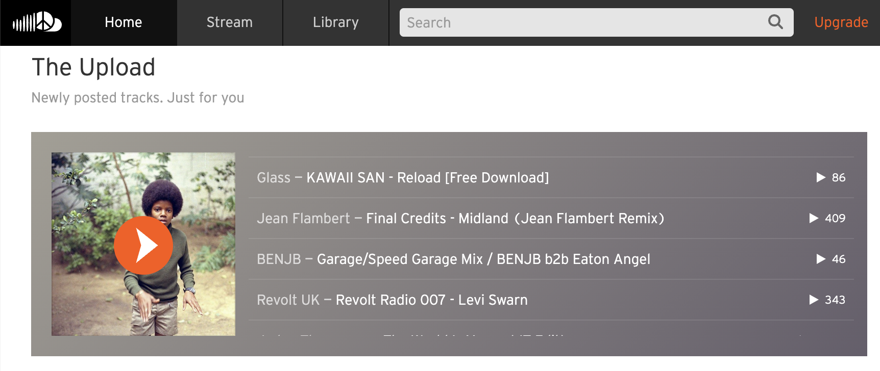 screenshot of Soundcloud interface
